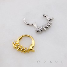 HALLOWEEN MULTI CZ FISHBONE 316L SURGICAL STEEL SEPTUM HINGED SEGMENT RING